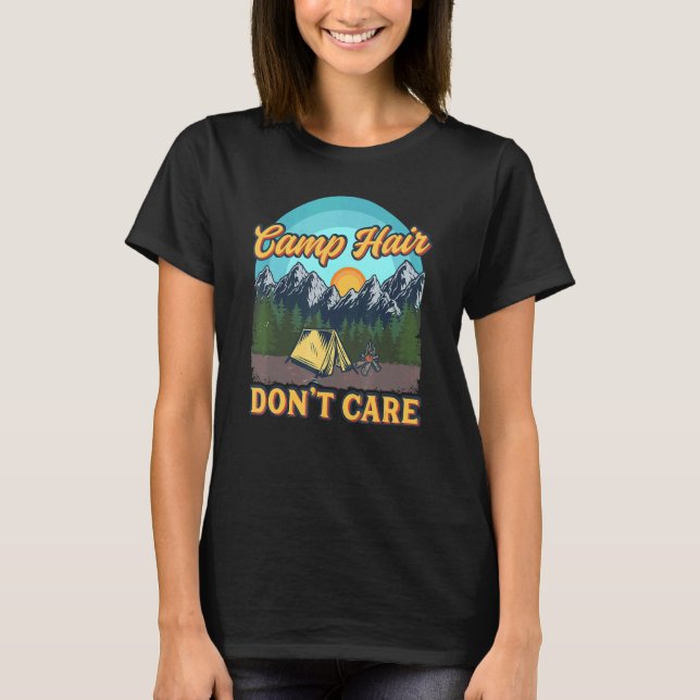 Camiseta Camp Hair Dont Care - Campanha divertido ao ar liv (Frente)