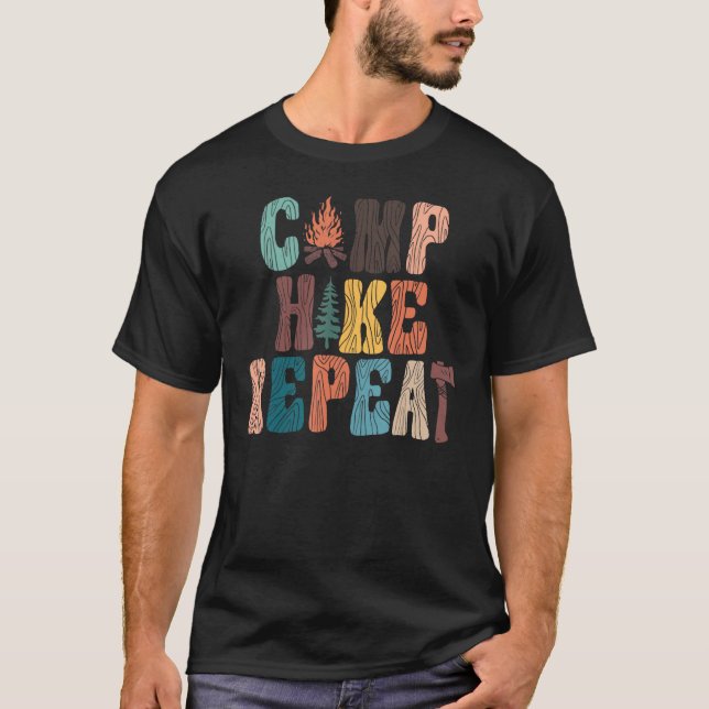 Camiseta Camp Hike Repeat Outdoors Hiking Camping (Frente)