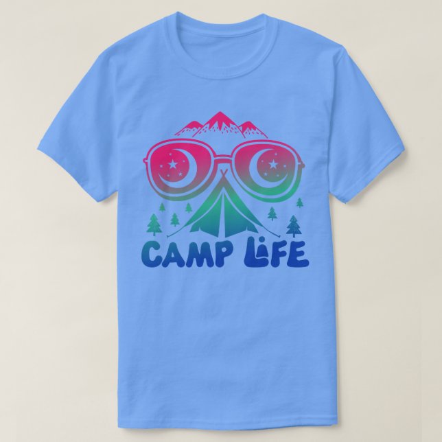 Camiseta Camp Life Nature Bonfire Noites Mountain Life Tent (Frente do Design)