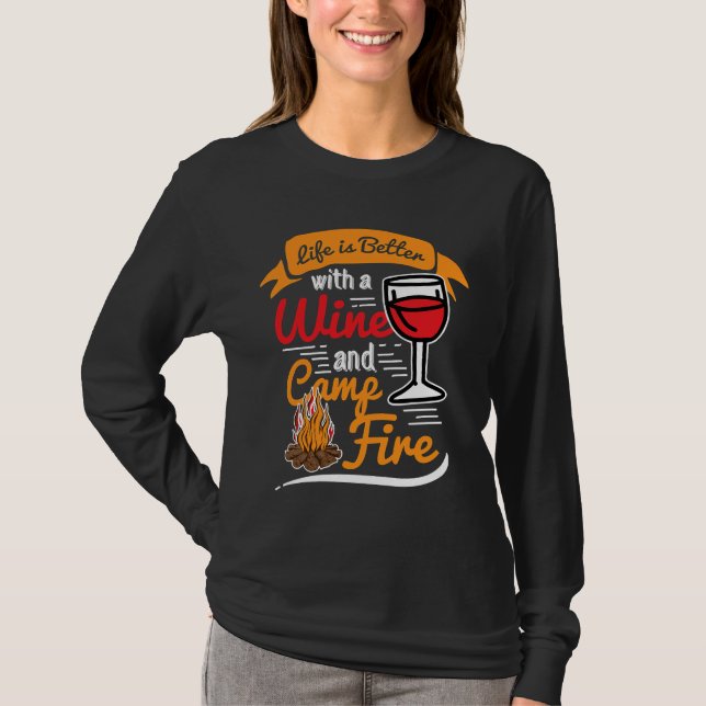 Camiseta Camp Life Wine Campfire Outdoor Camp (Frente)