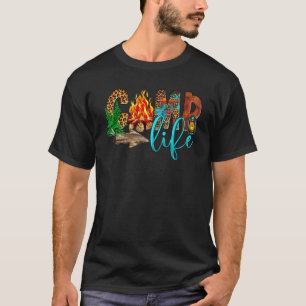 Camiseta Camp Life With Cam Fire Leopard Cow Camping