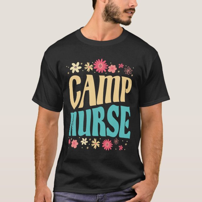 Camiseta Camp Nurse Floral Outfit Summer Camping Registered (Frente)