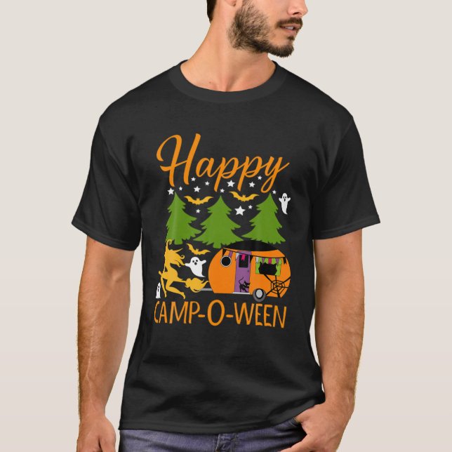 Camiseta Camp-O-Ween Camper Feliz de Halloween (Frente)
