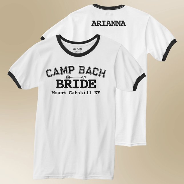 Camiseta Camp Retro Bach, 1970, na Rússia, frente e Impress (Retro ringer tree personalized front and back for your Camp Bach)