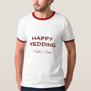 Camiseta Campainha Básica Cor Branco/Vermelho Casal de Noiv