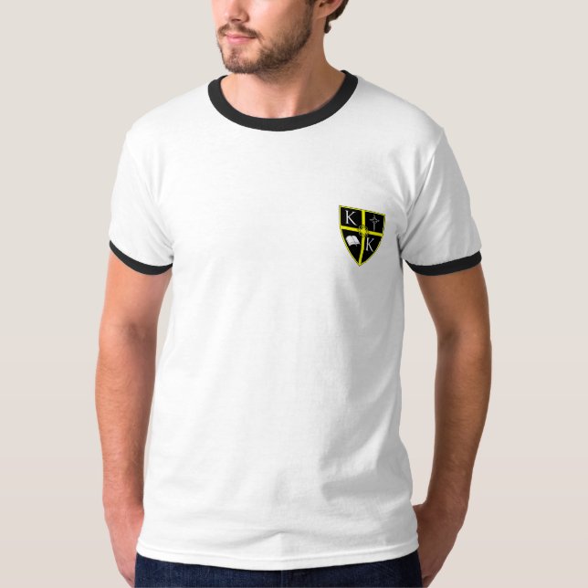 Camiseta Campainha esquerda da crista da caixa dos homens (Frente)