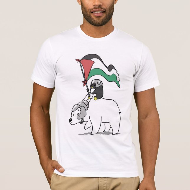 Camiseta Campanha da solidariedade da Palestina do pinguim (Frente)