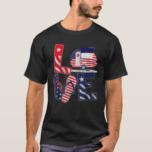 Camiseta Campanha De Amor EUA Bandeira 4 De Julho Sacudir F