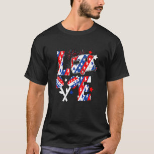 Camiseta Campanha De Amor EUA Bandeira 4 De Julho Sacudir F