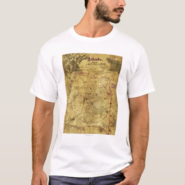 Camiseta Campanha de Atlanta - mapa panorâmico 2 da guerra (Frente)