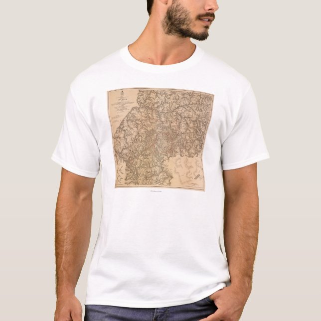 Camiseta Campanha de Atlanta - mapa panorâmico 3 da guerra (Frente)