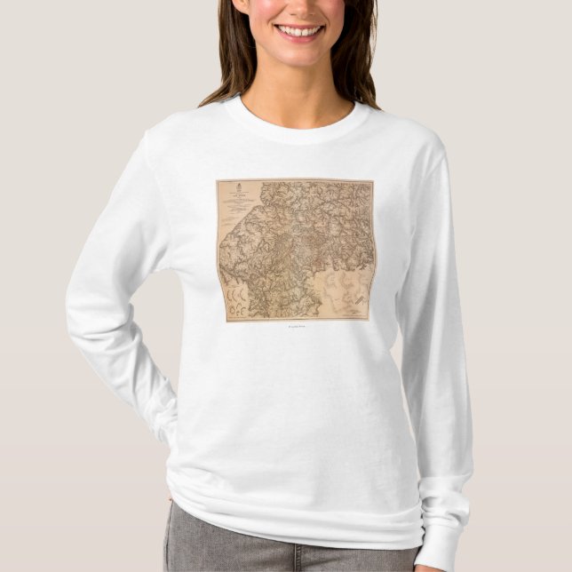 Camiseta Campanha de Atlanta - mapa panorâmico 3 da guerra (Frente)