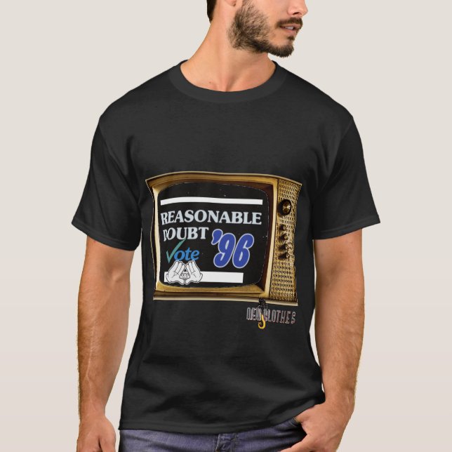 Camiseta Campanha de dúvida razoável  (Frente)