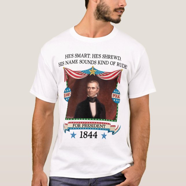Camiseta Campanha de James K. Polk 1844 (camisa leve dos (Frente)