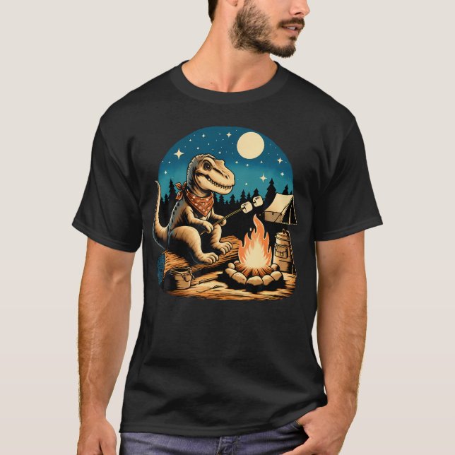 Camiseta Campanha de Marshmallow Engraçado Dinossauro de Ca (Frente)