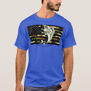 Camiseta Campanha de pesca Norte-Americana Bandeira Peixe