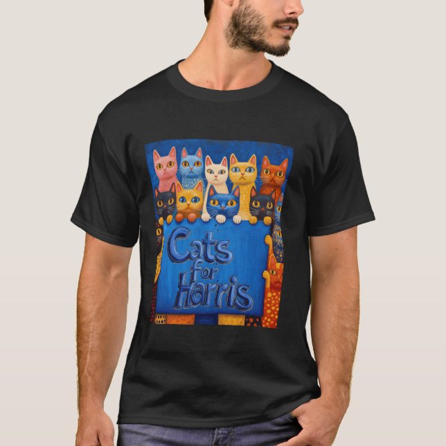 Camiseta Campanha Gatos Multicolores para Cristãos Vibrante (Frente)