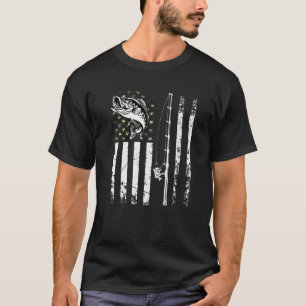 Camiseta Campanha Patriótica de Pesca Mens USA Flag Bass Fi