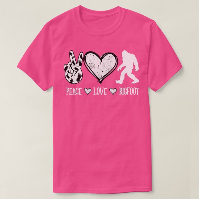 Camiseta Campanha Retro Peace Love Bigfoot e fora (Frente do Design)