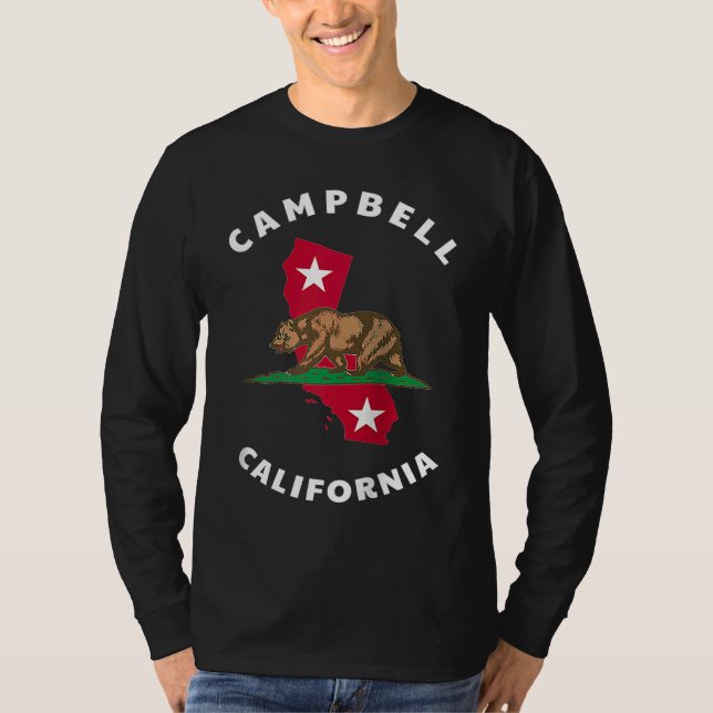Camiseta Campbell California CA Flag and Bear Badge Souveni (Frente)
