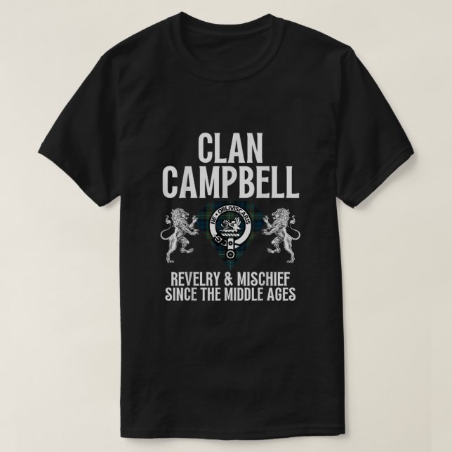 Camiseta Campbell Clan Scottish Name Casaco De Arms Tartan  (Frente do Design)
