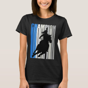 Camiseta Campeã Cowgirl Azul Cavalgando Cavalos Corrida Bar
