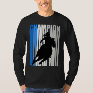 Camiseta Campeã Cowgirl Azul Cavalgando Cavalos Corrida de