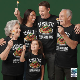 Camiseta Campeão da Família na Reunião de Comer Espaguete D