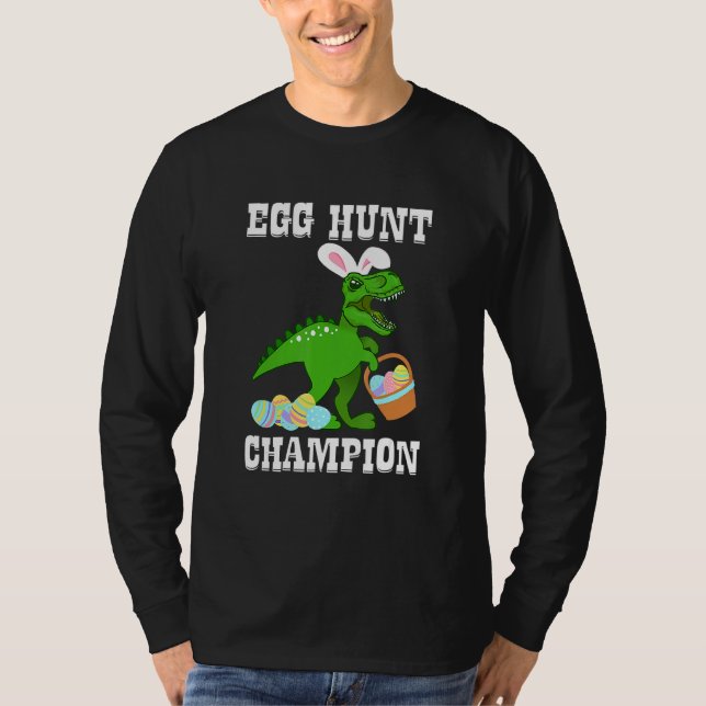 Camiseta Campeão de Caça de Ovo de Páscoa T Rex Dinossaur B (Frente)