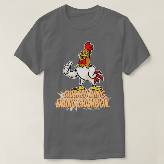 Camiseta Campeão de Comida de Galinha Engraçado (Frente do Design)
