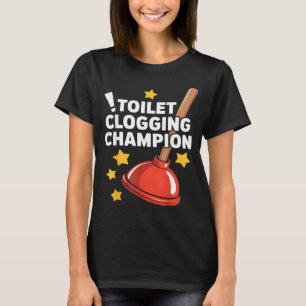 Camiseta Campeão de Entupimento de Vaso Sanitário Humor de