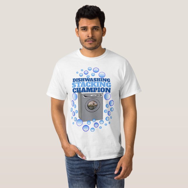 Camiseta Campeão de lavagem de louça engraçado (Frente Completa)