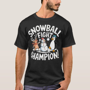 Camiseta Campeão de Luta de Bolas de Neve Renas Engraçadas