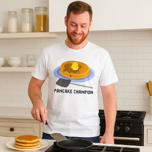 Camiseta Campeão de Panqueca Café da Manhã Roupa Masculina