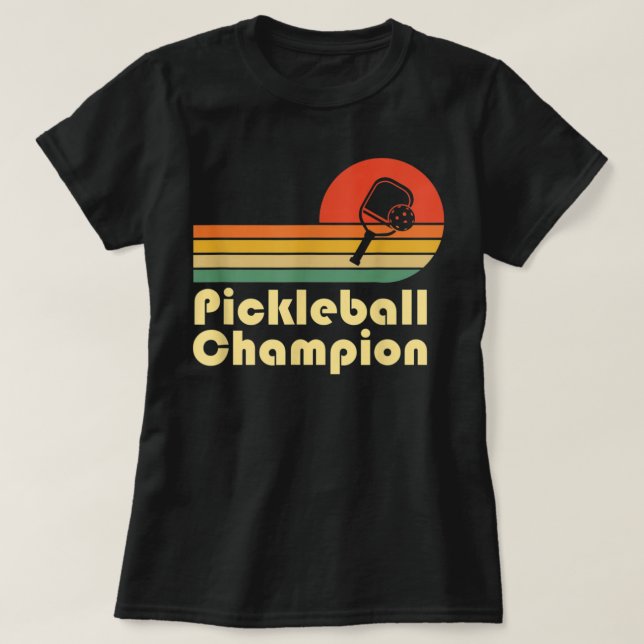 Camiseta Campeão de piclebol Vintage Retro Picleball Engraç (Frente do Design)