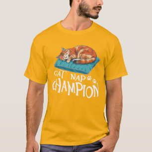 Camiseta Campeão do Cochilo de Gato amantes de gatos engraç