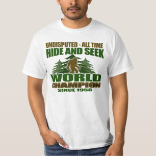 Camiseta Campeão mundial de escondido e procura de pés