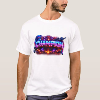 Camiseta CAMPEÃO 🎮 Neon Ciberpunk Mestre de Jogos Definiti