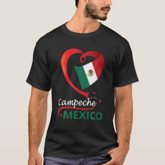 Camiseta Campeche Mexico Heart Flag Mexicana Corazon Mujer