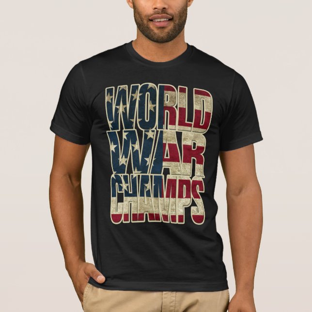 Camiseta Campeões da guerra mundial - bandeira dos EUA (Frente)