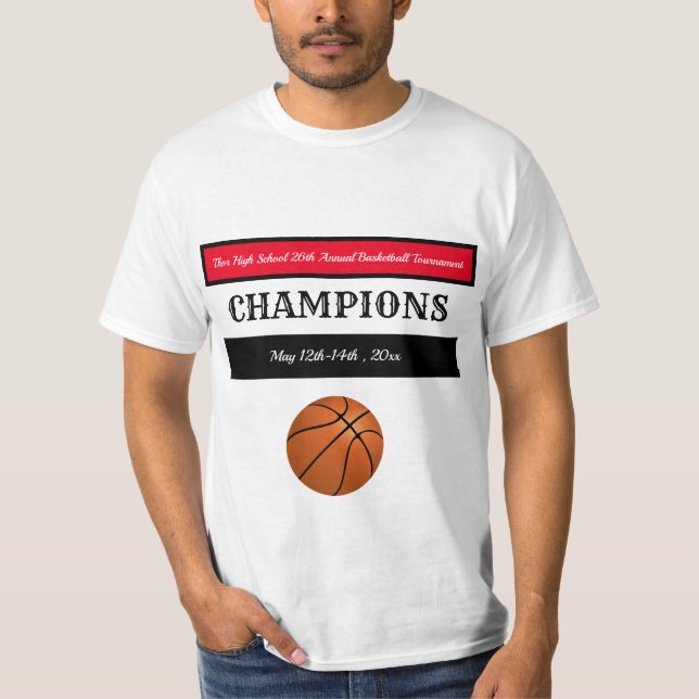 Camiseta Campeões Editáveis de Basquete (Frente)