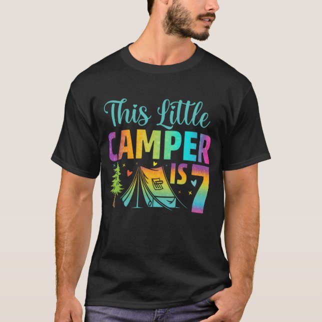 Camiseta Camper  Birthday 7 Years Old Camping 7th Bday retr (Frente)