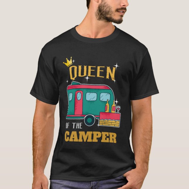 Camiseta Camper Camping Queen Themed Roupa (Frente)