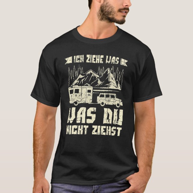 Camiseta Camper Com Reboque De Camper Em Alemão (Frente)