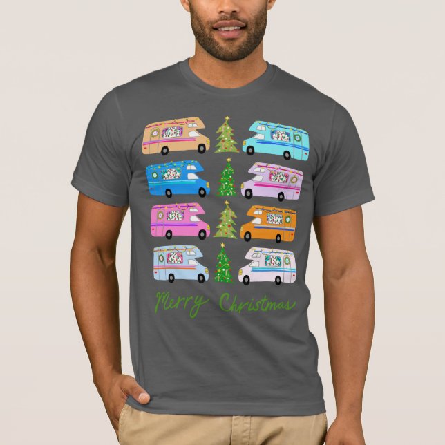 Camiseta Camper de Natal encantador retro autocaravanas RV  (Frente)