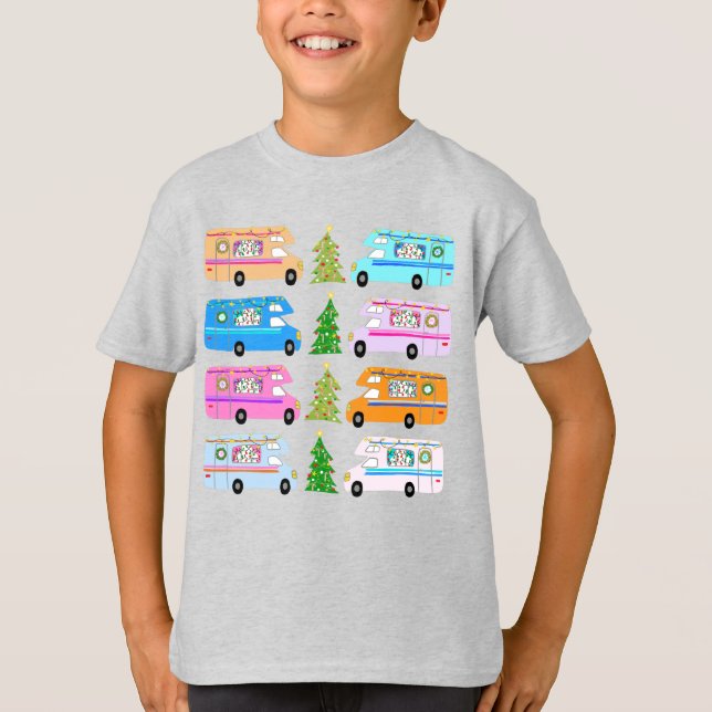 Camiseta Camper de Natal encantador retro autocaravanas RV  (Frente)