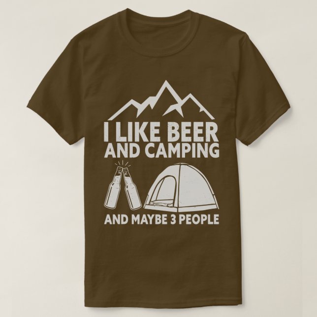 Camiseta Camper Drinking Beer Wilderness Campfire (Frente do Design)