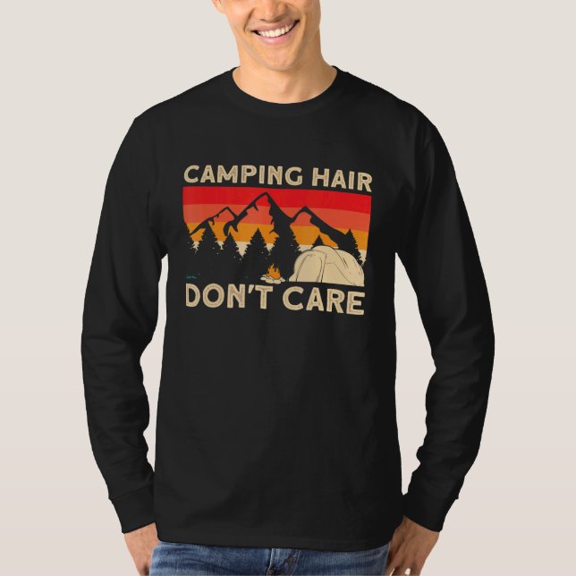 Camiseta Camper Girl Mamãe Avó Tent Camping Hair Donnt Carr (Frente)