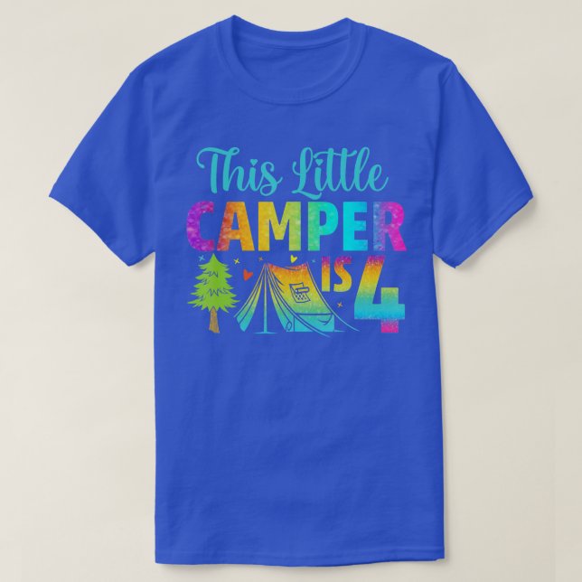 Camiseta Camper Kids Birthday 4 Years Old Camping 4th Bday  (Frente do Design)
