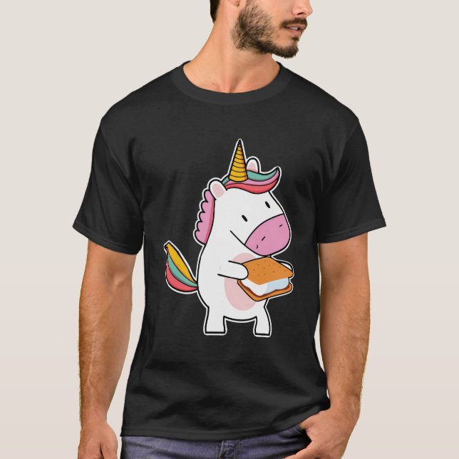 Camiseta Camper Kids Cute Smore Unicorn Marshmallow (Frente)